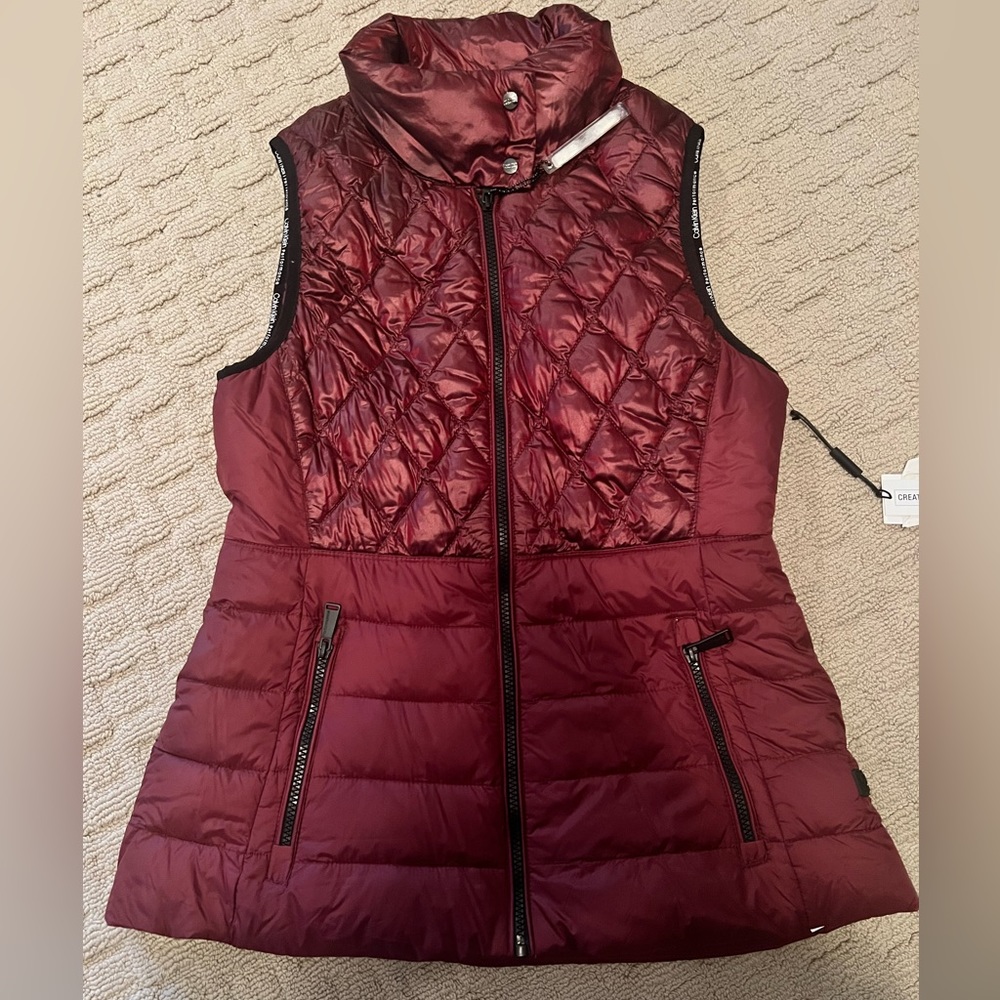 Calvin Klein Burgundy Puffer Vest